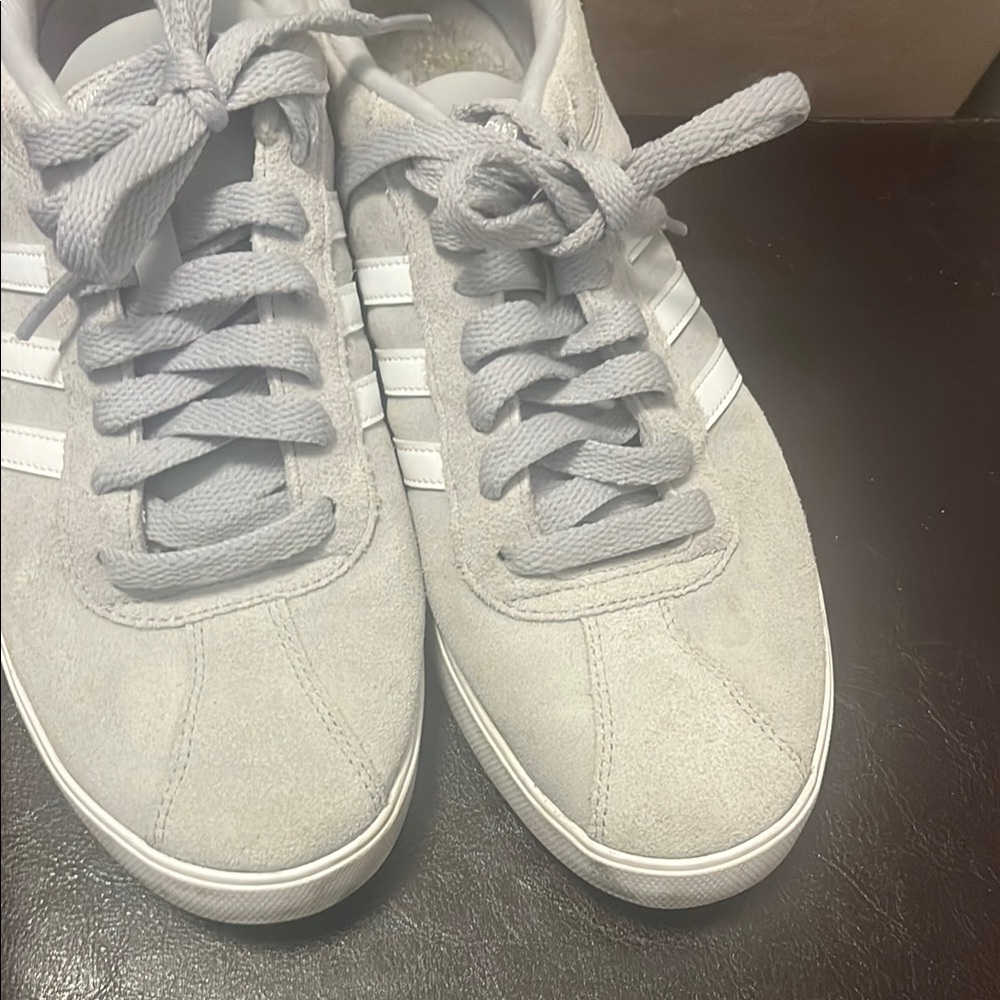 Adidas Men's Gray and White Suede Sneakers